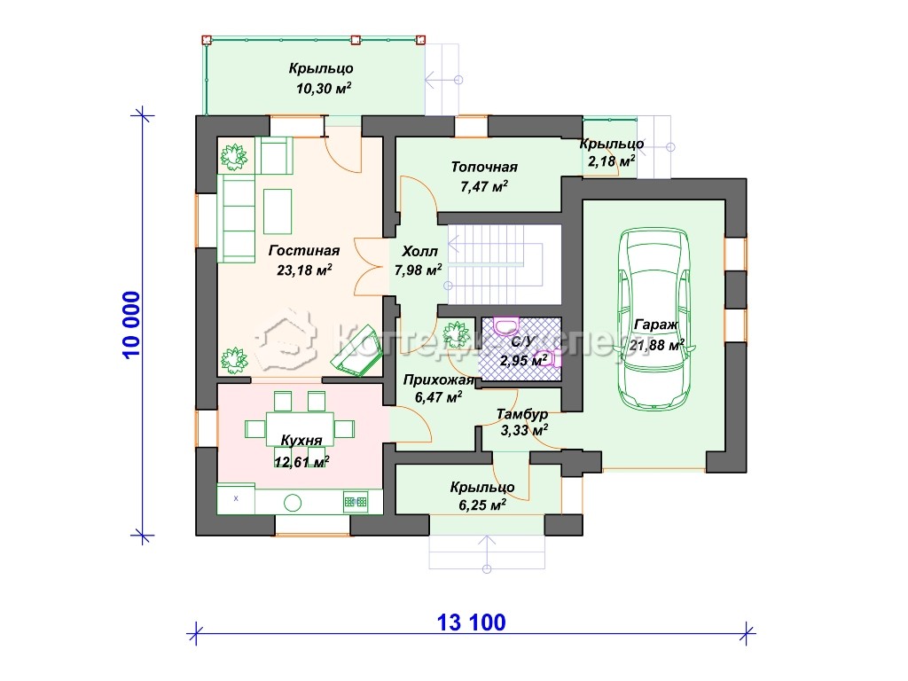 Проект дома К-077. План 1-го этажа