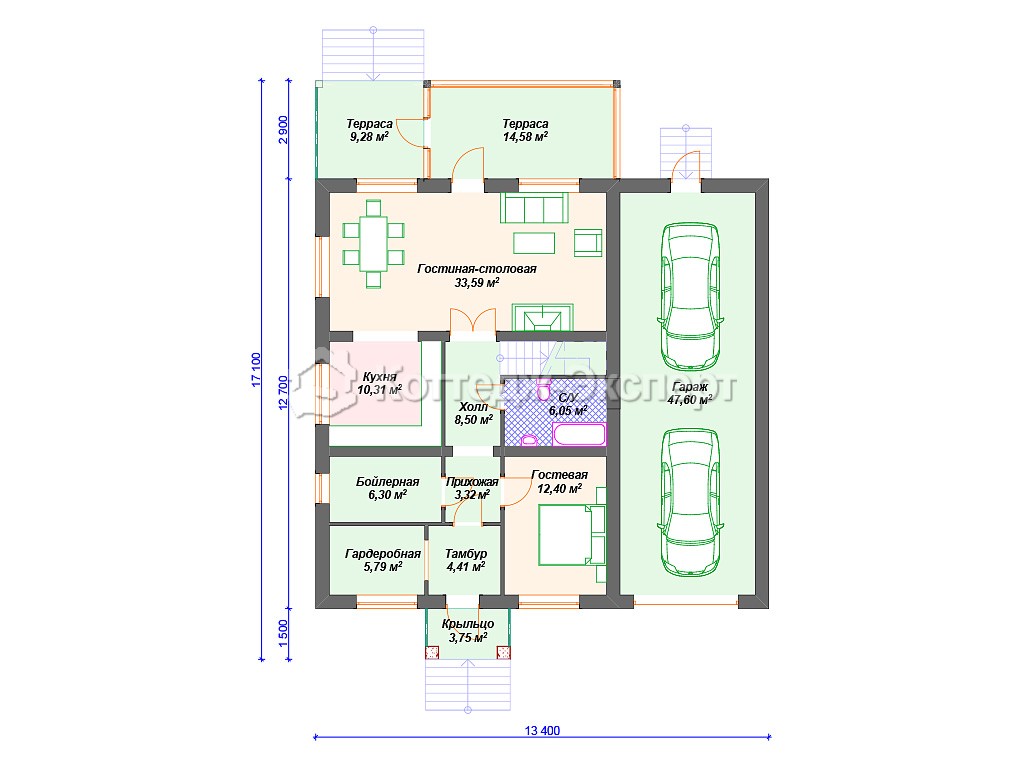 Проект дома К-256. План 1-го этажа