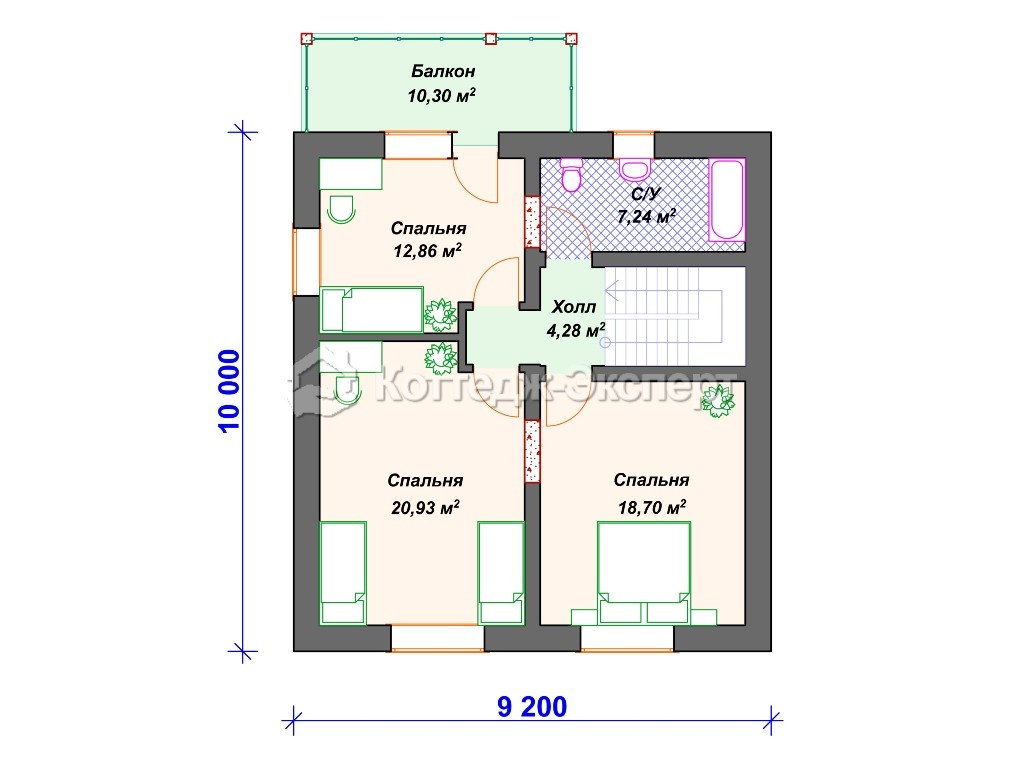 Проект дома К-077. План 2-го этажа