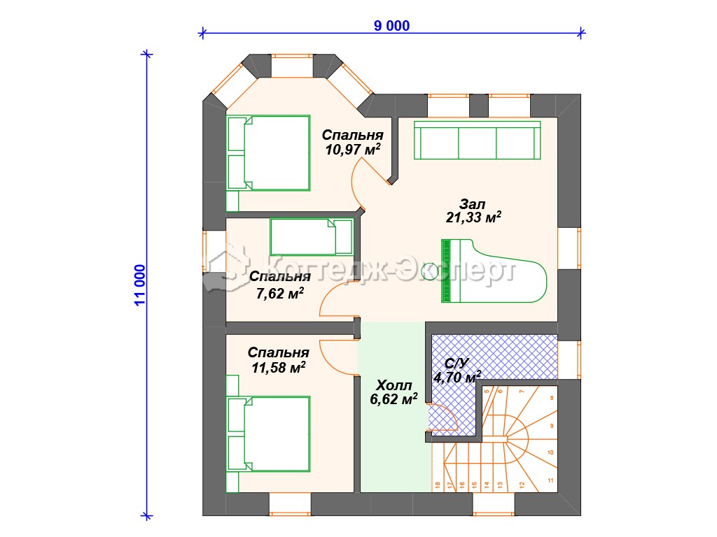 Проект дома К-118. План 2-го этажа