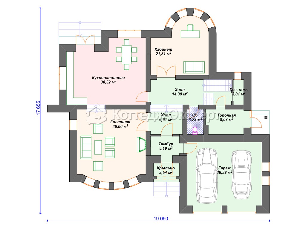 Проект дома К-124. План 1-го этажа
