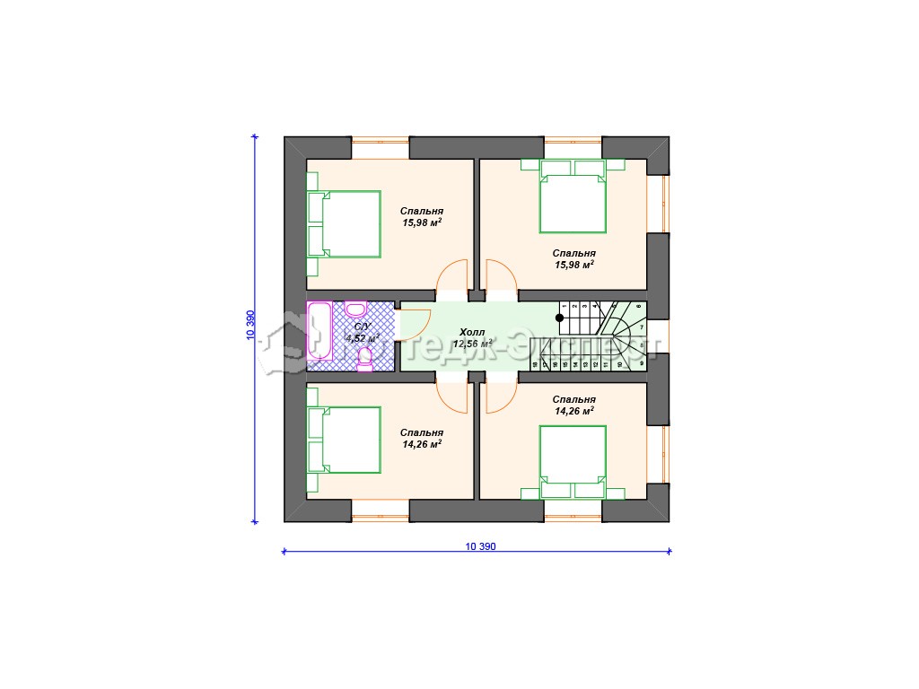 Проект дома К-246. План 2-го этажа