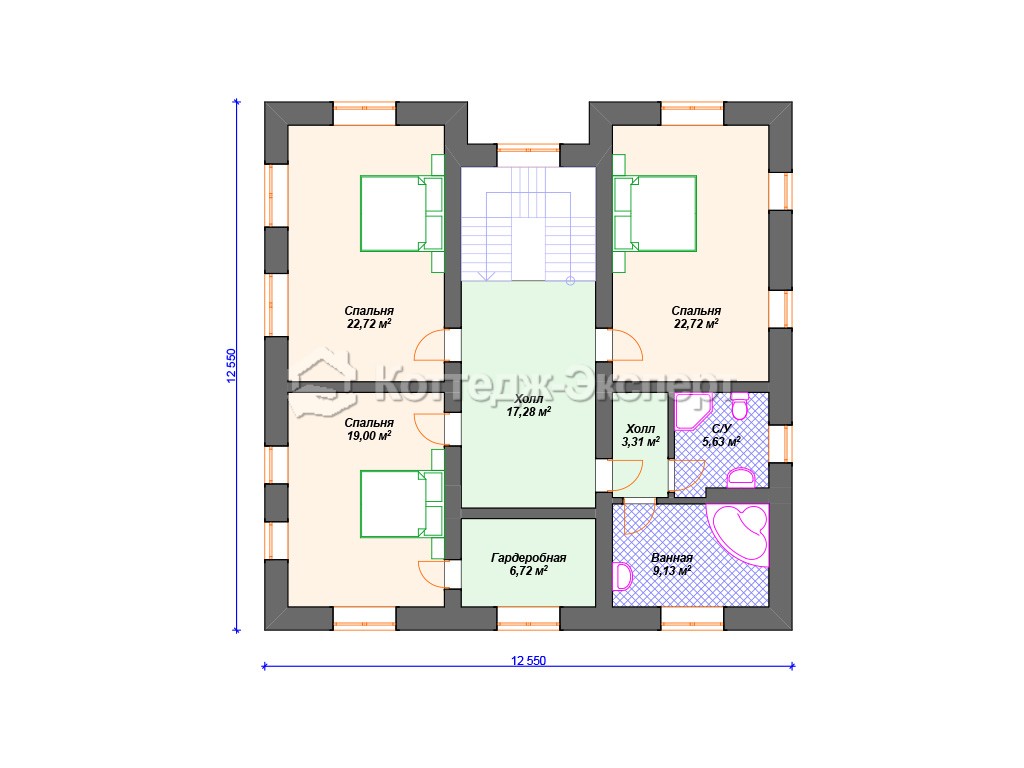 Проект дома К-039. План 2-го этажа