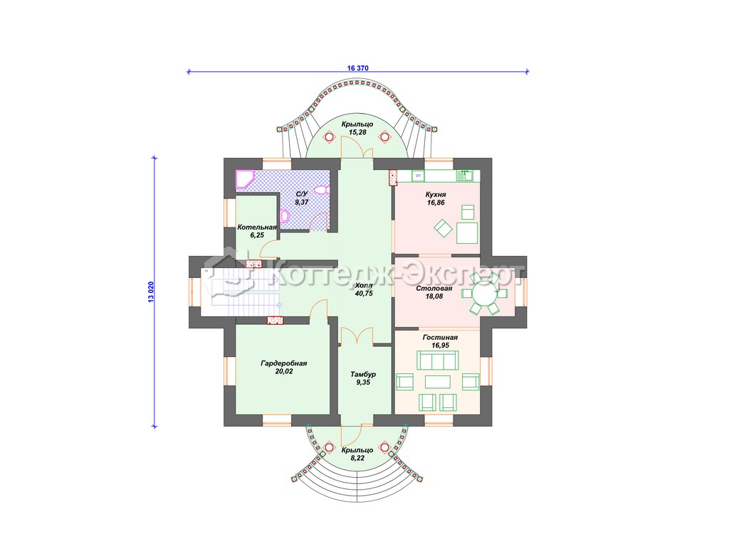 Проект дома К-031. План 1-го этажа