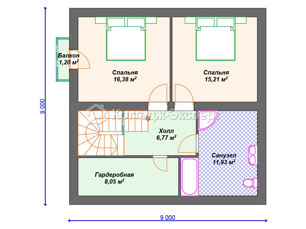 Проект дома К-026. План 2-го этажа