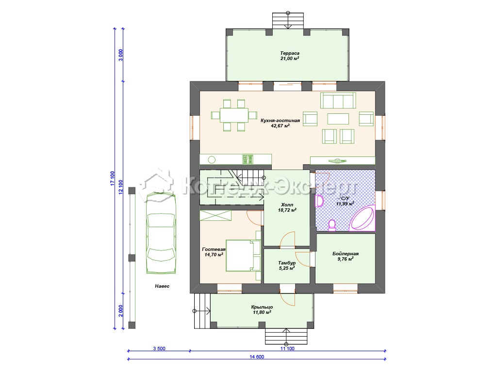 Проект дома К-260. План 1-го этажа
