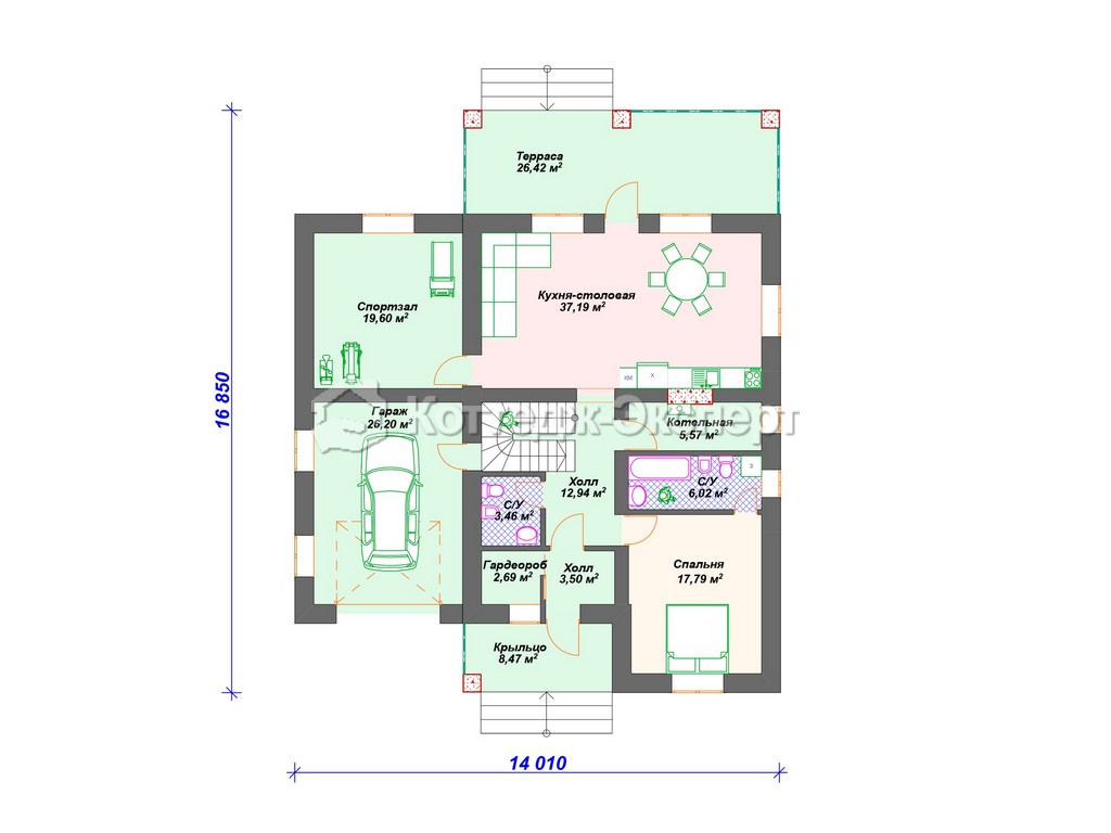 Проект дома К-055. План 1-го этажа